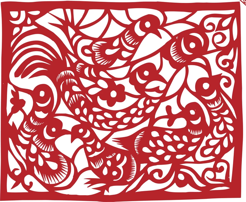 中国风传统民俗吉祥喜庆镂空剪纸窗花图案插画AI矢量PNG设计素材【038】